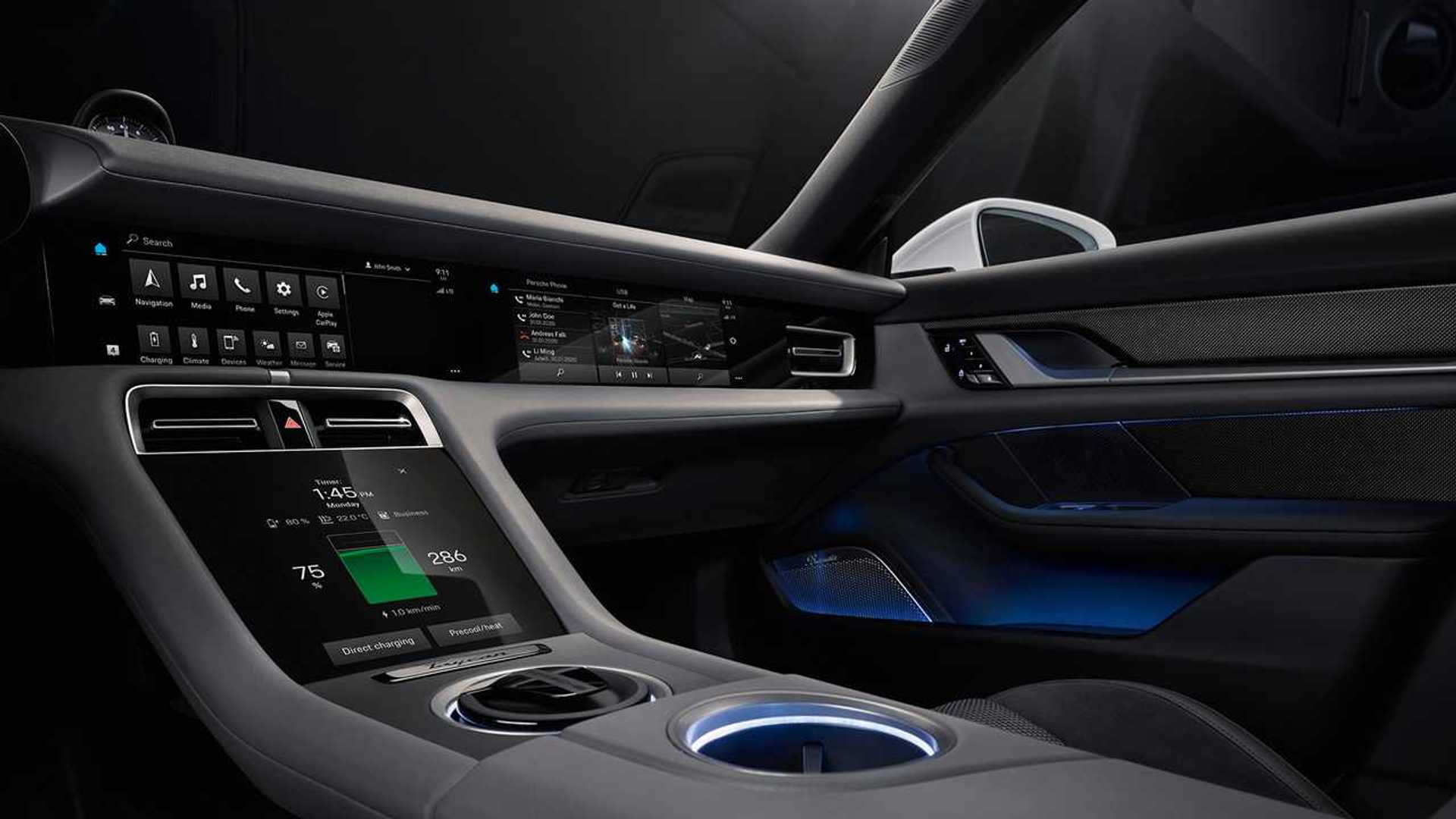 Porsche Taycan Interior Revealed, Even Gives Passenger A Screen