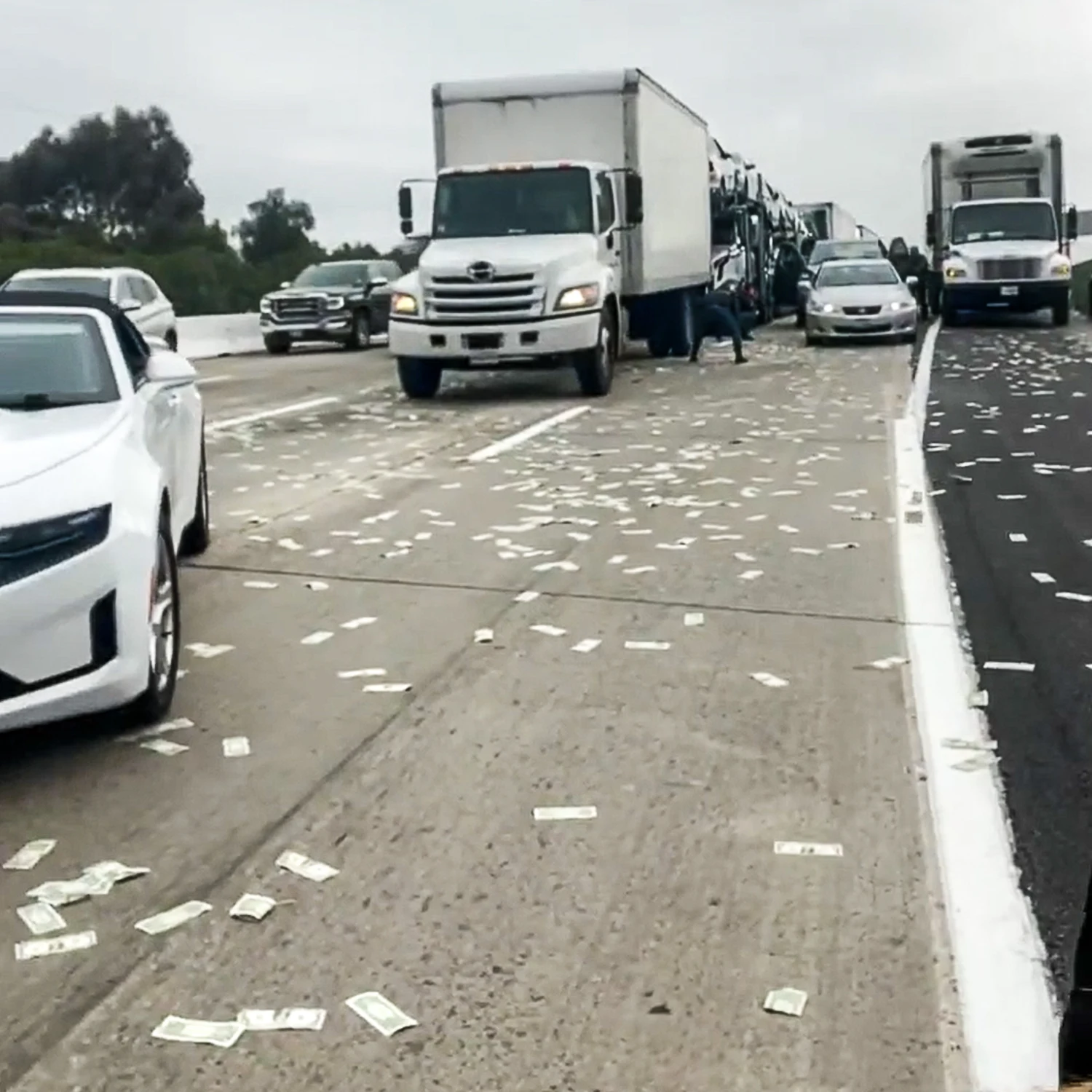 California's Armored Car Collision Sends Cash Flying Over Highways