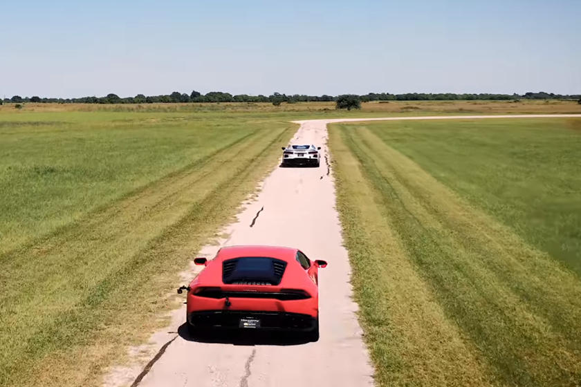 Hennessey Drag Races Modified Corvette C8 Against Stock Huracan