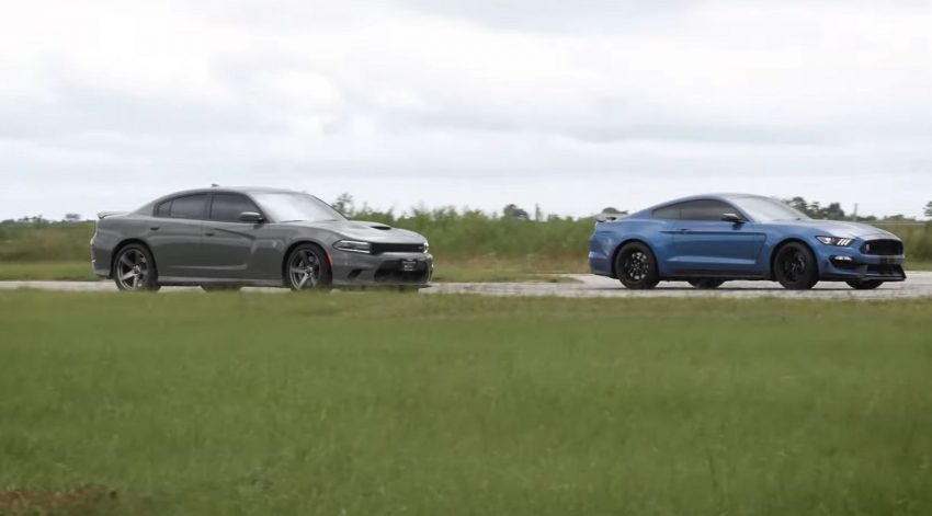 Shelby GT350 Drag Races Charger Hellcat with A Predictable End result