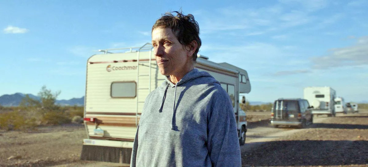 Frances McDormand gives a tour of the 2001 Econoline Van in 'Nomadland'