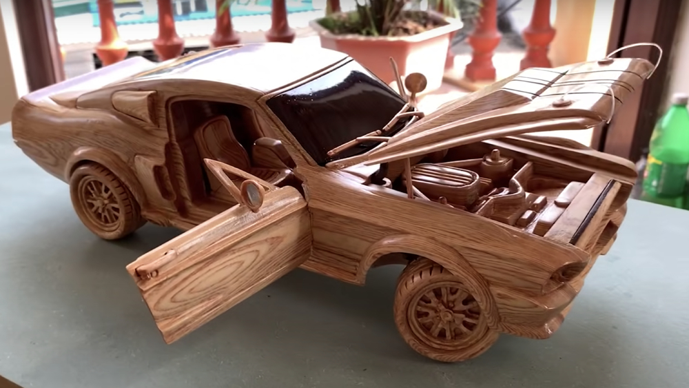 1967 Ford Mustang Wood Carving is Automotive Art at Its Finest