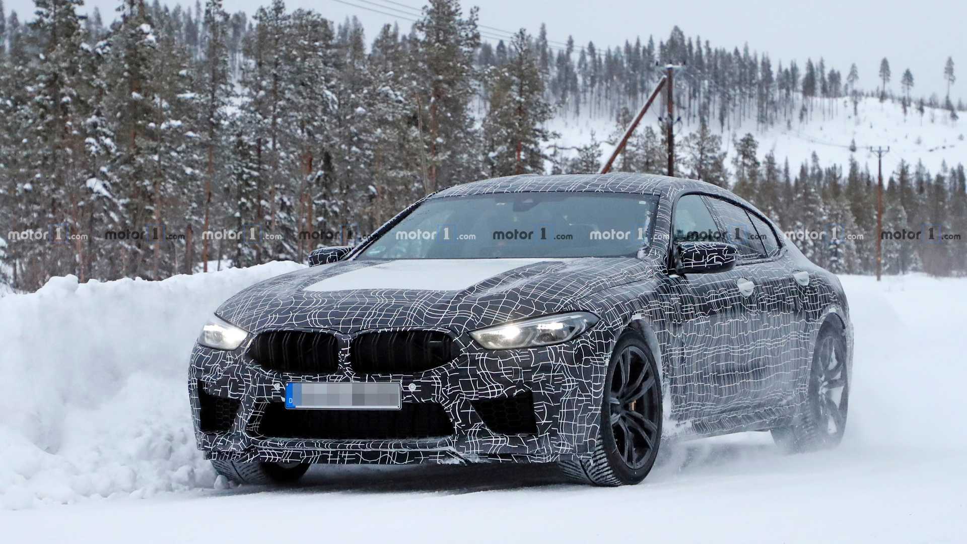 BMW M8 Gran Coupe Playing in the Snow