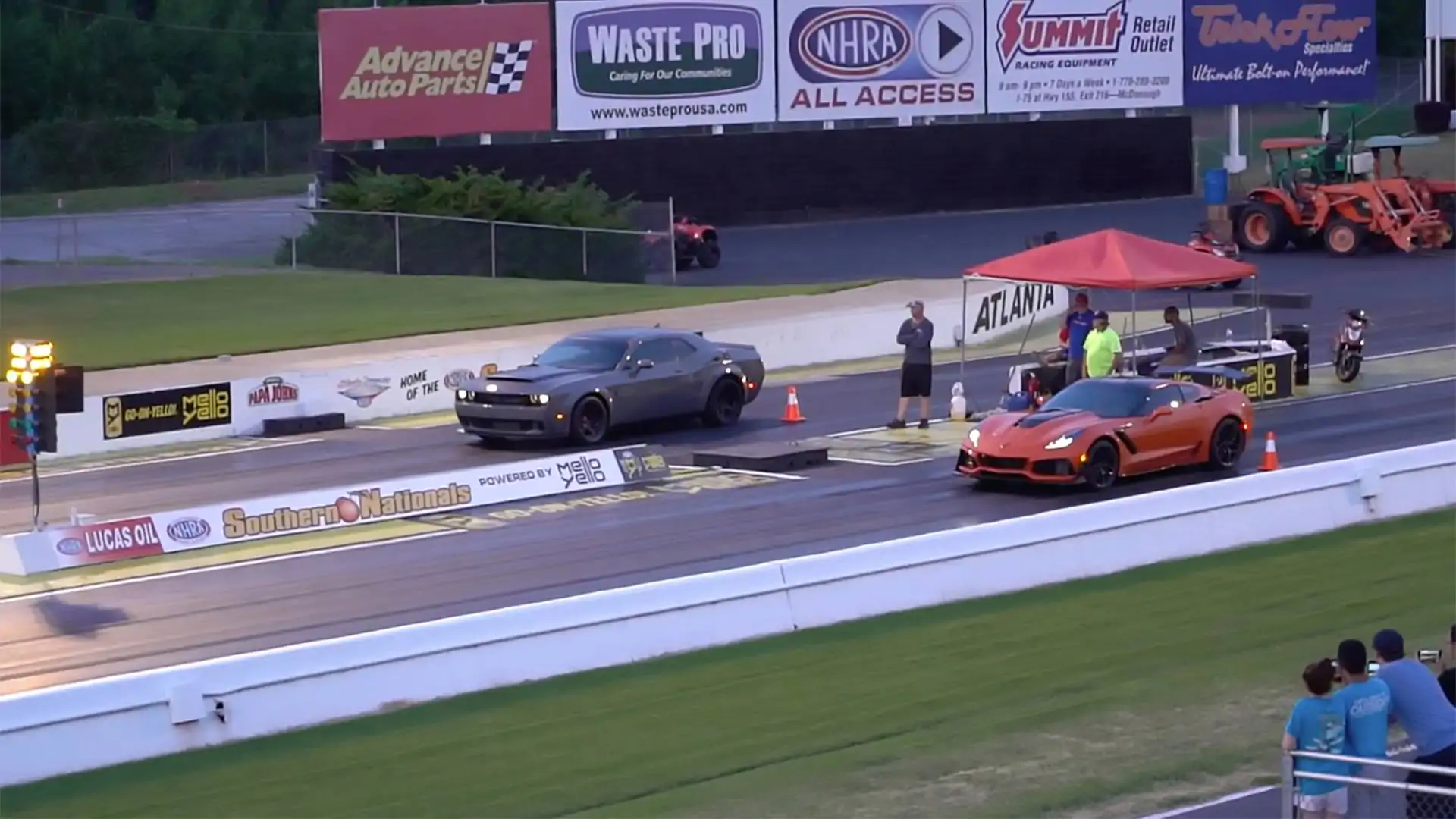 Demon Drag Races ZR1 on a Slippery Strip