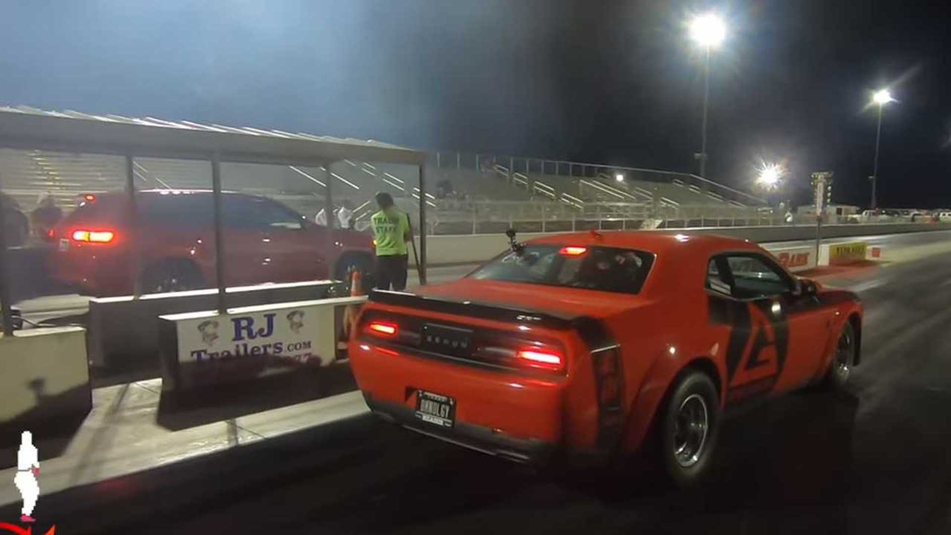 Dodge Demon Takes on Jeep Trackhawk in Drag Race