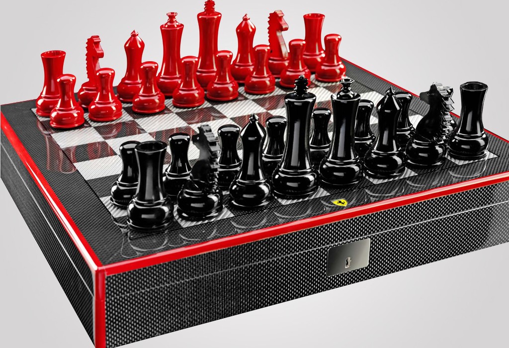 Ferrari carbon fiber chess sets cost 1,525 EUR