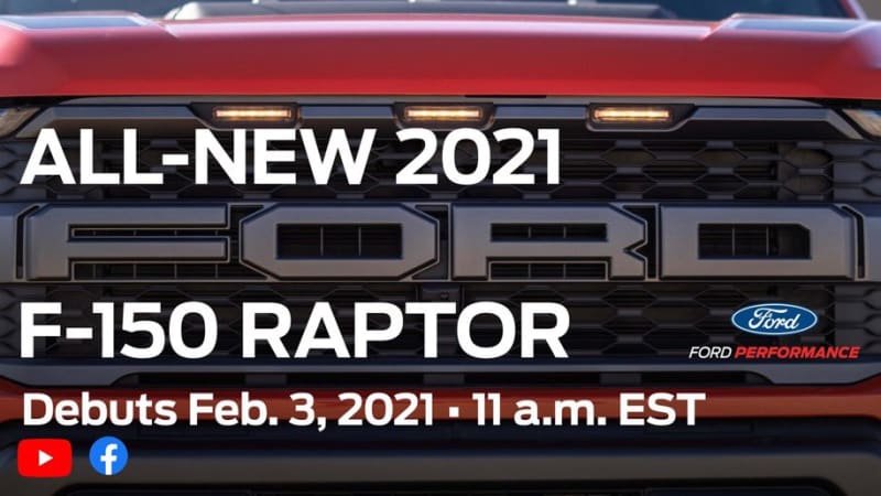 The 2021 Ford F-150 Raptor will debut on February 3rd