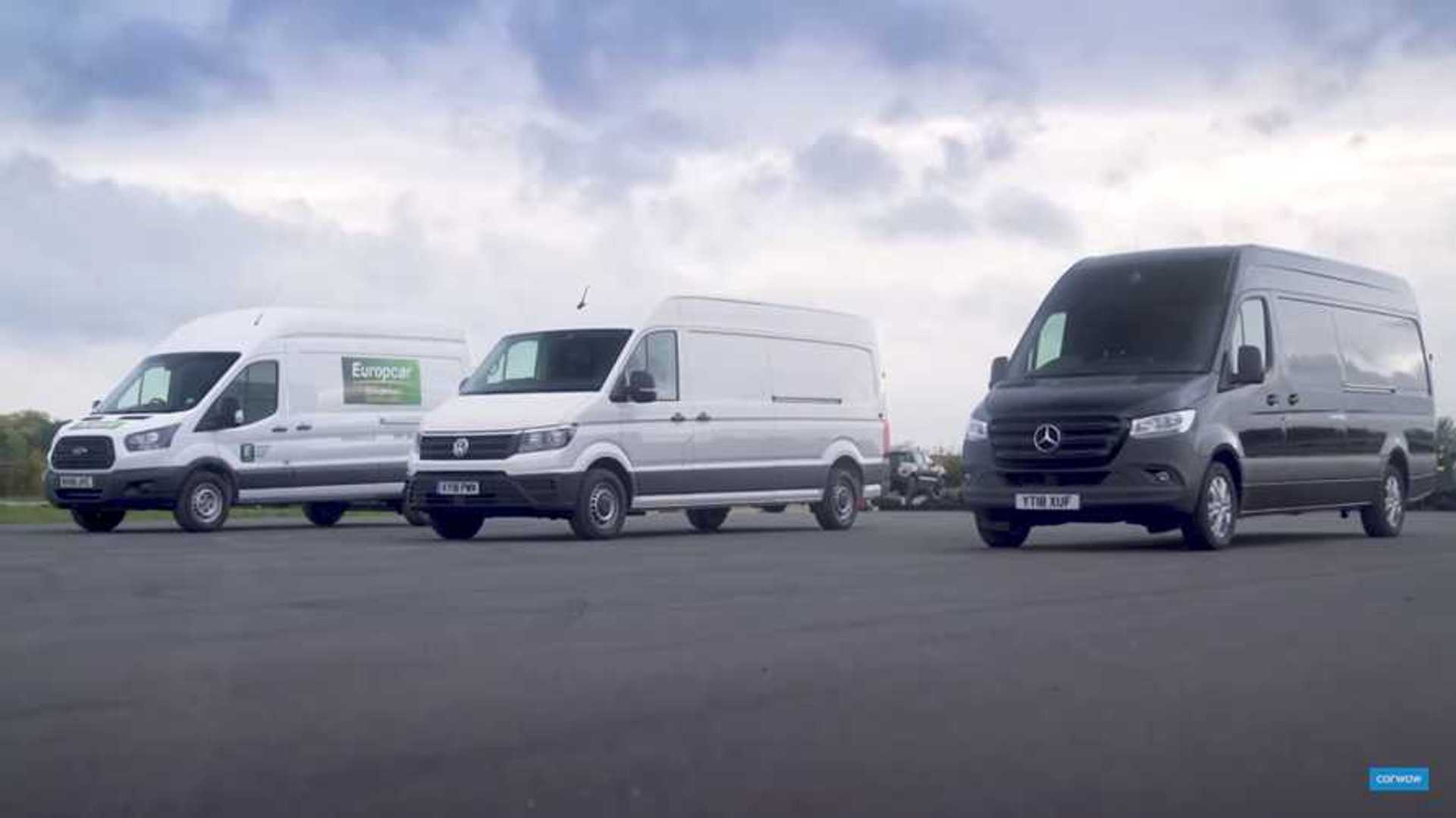 Ford Transit Drag Races VW Crafter and Mercedes Sprinter for Fun