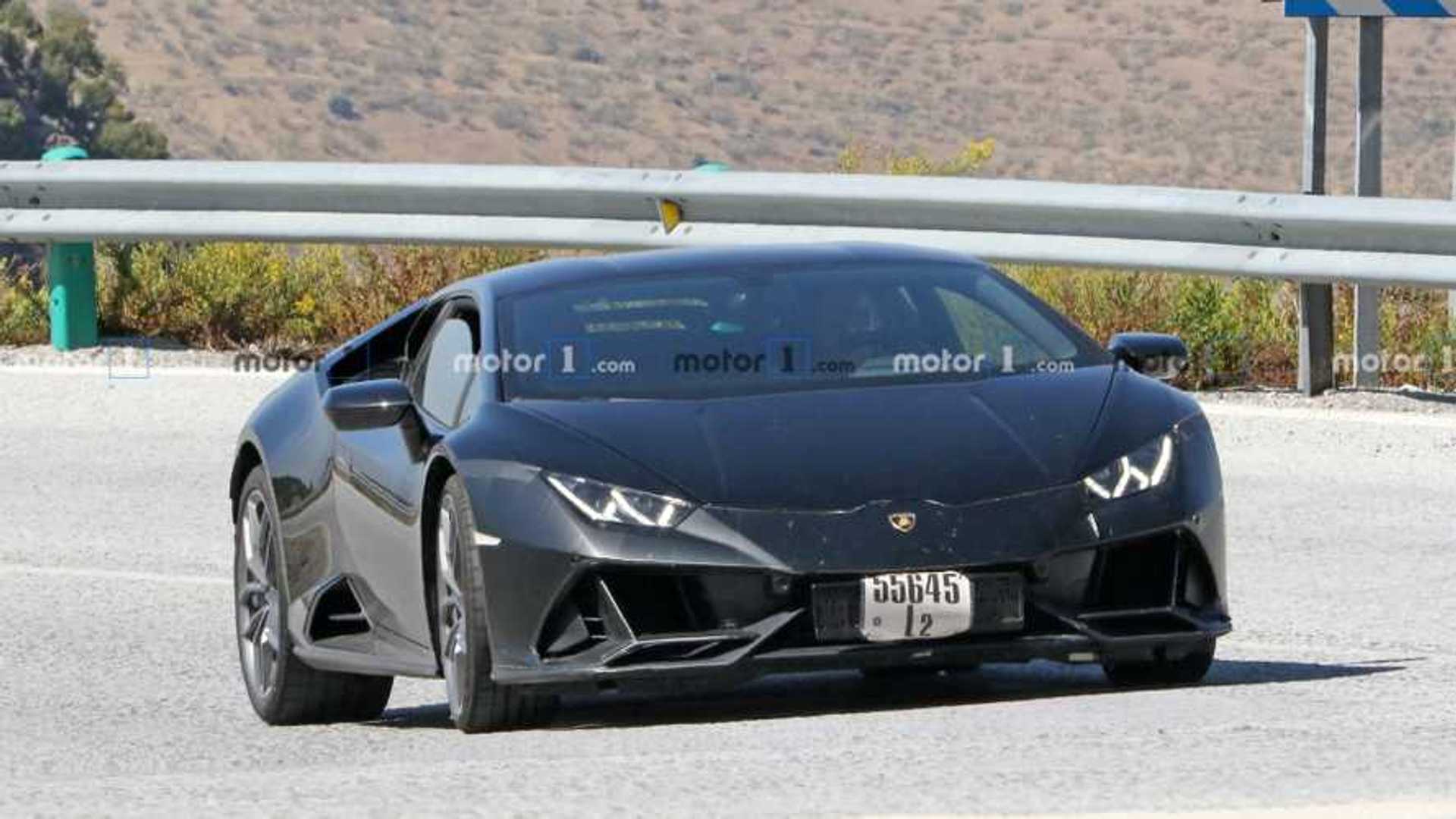 Lamborghini Huracan evo test car found with strange engine cover