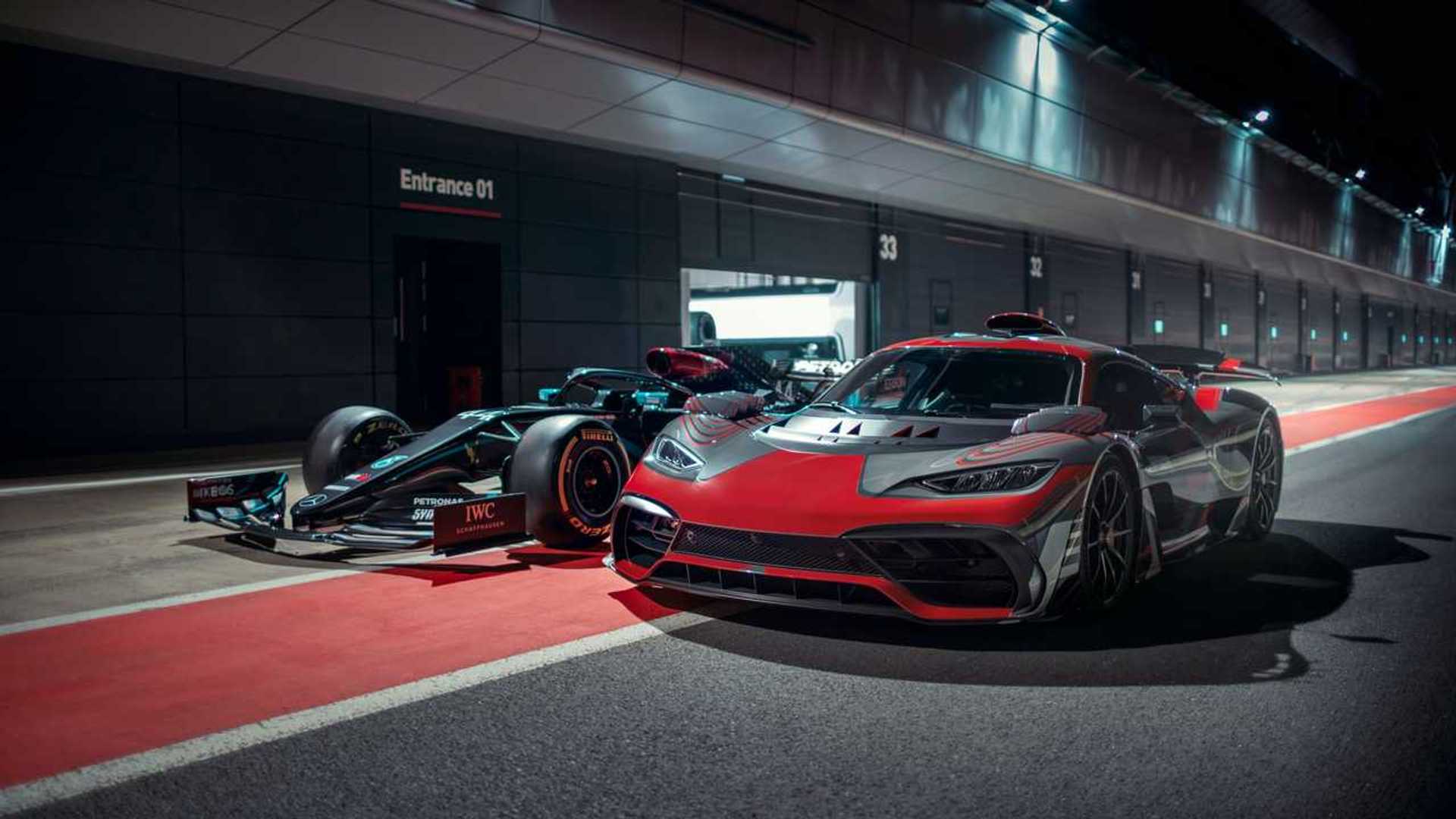 After work, Lewis Hamilton drives a Mercedes-AMG One Hypercar.