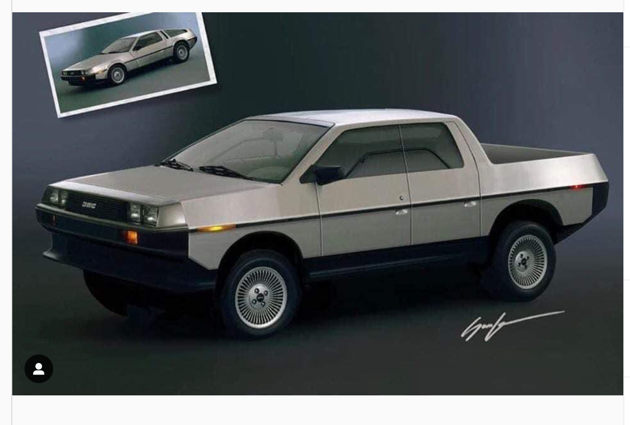 DeLorean Pickup Truck Rendering Shows Tesla Cybertruck Connection