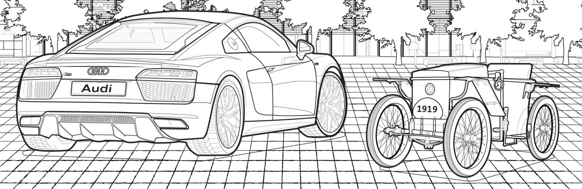 Coloring book for Audi makes it easy to enjoy the time.