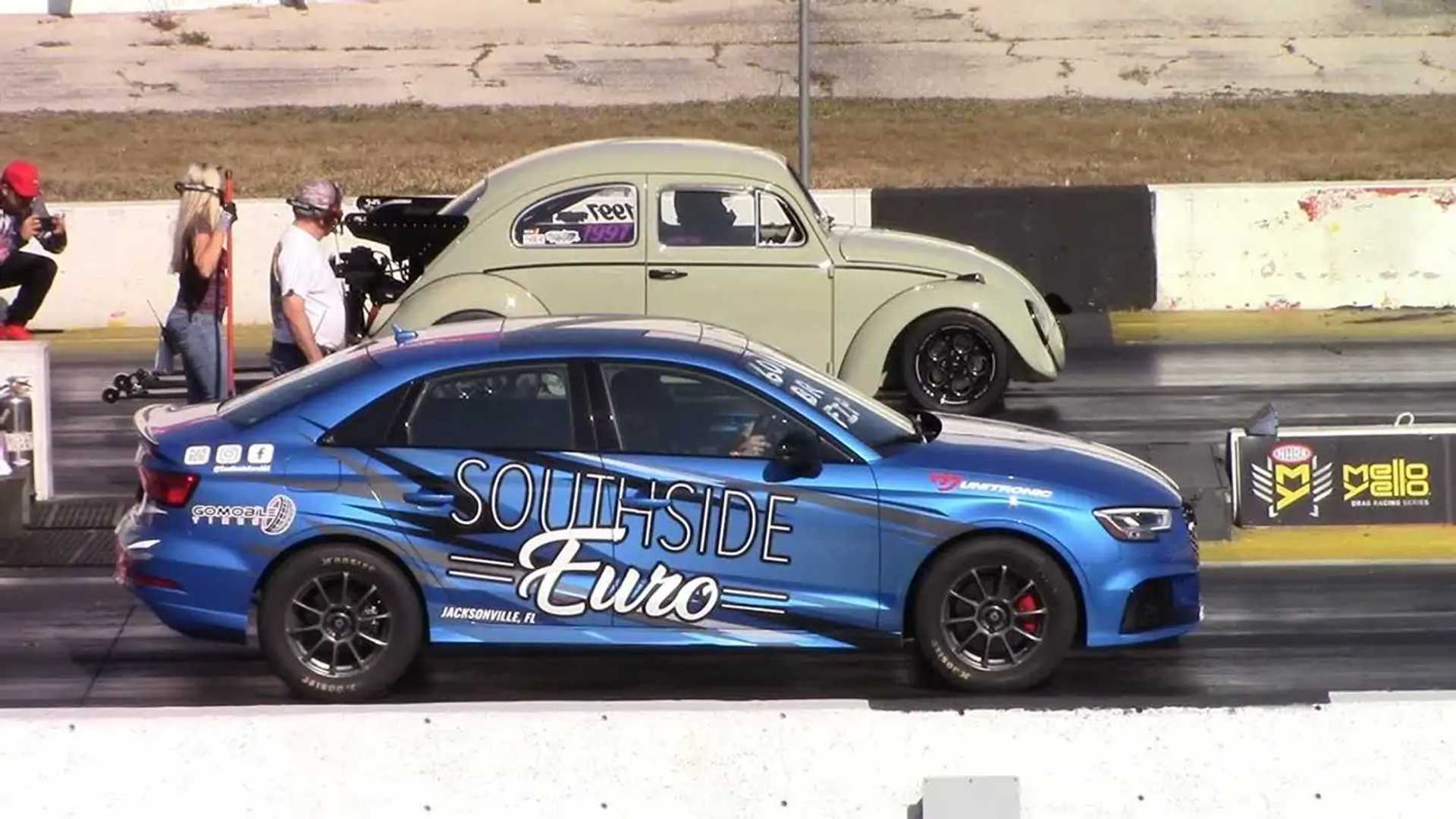 Herbie is still alive thanks to the classic VW Beetle Drag Racing Audi RS3