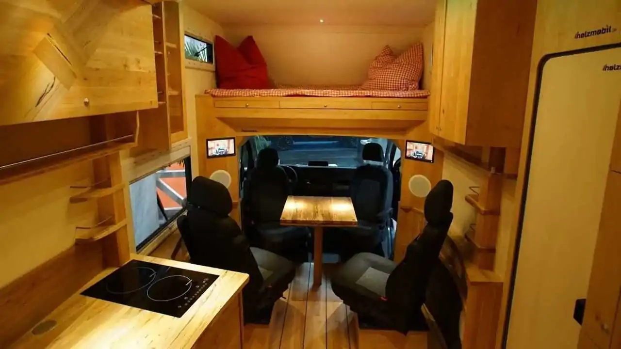 This classy camper is a tribute to wood, inside and out