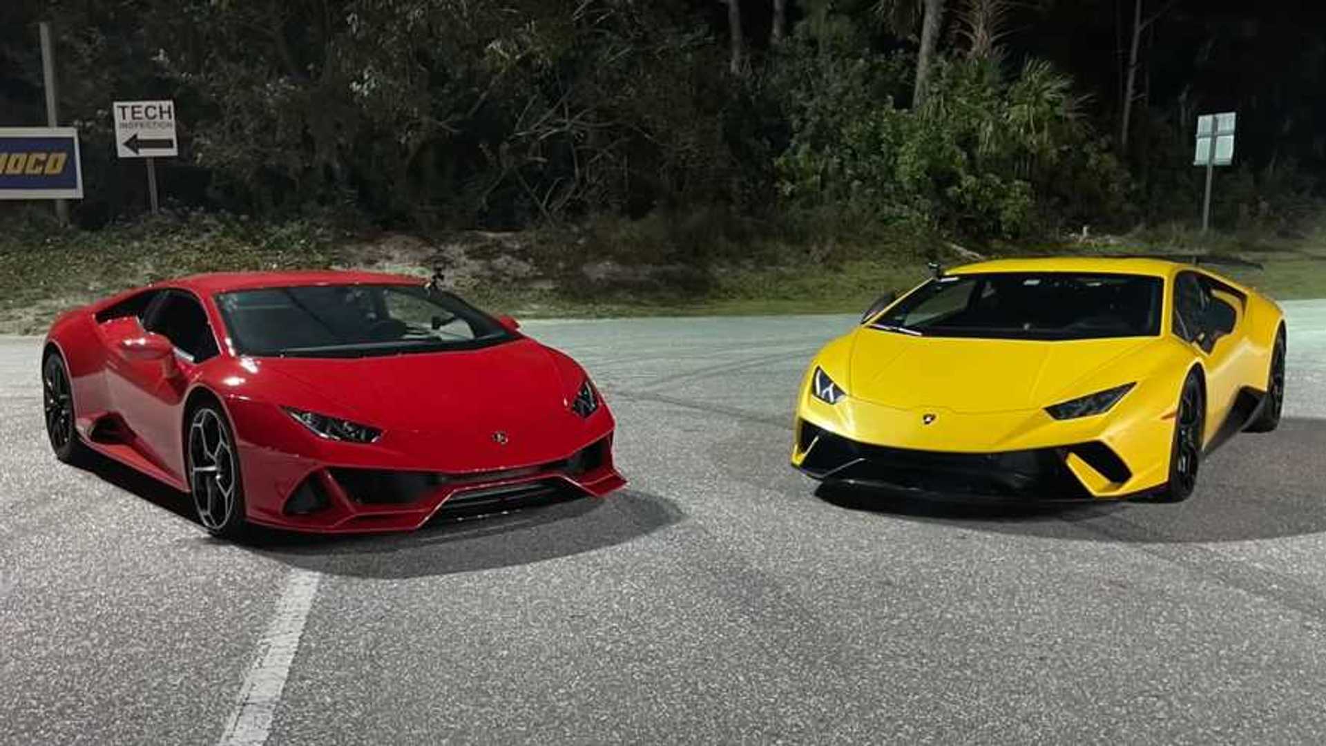 Lamborghini Huracan Evo Versus Performante Drag Race Is Close