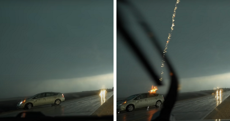 Video Captures Moment A Toyota Prius Is Struck By Lightning