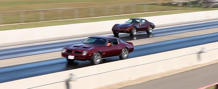 Drag Races for the '74 Corvette - '76 Pontiac Firebird in a Slow V8 Showdown