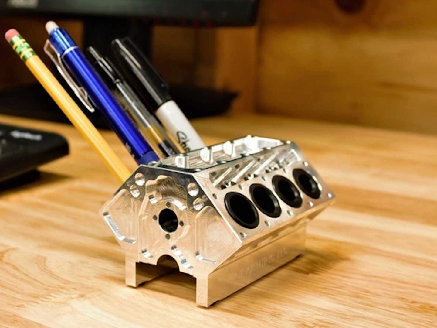 Amazing Aluminum V8 Engine Block Pen Holder