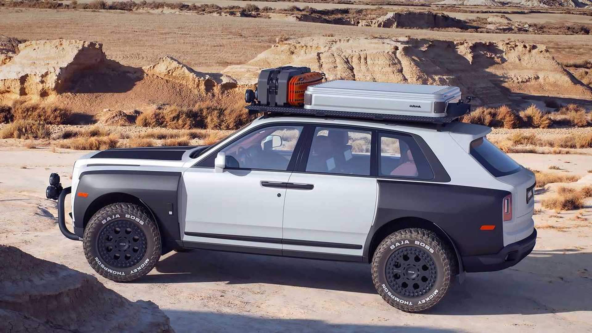 Lifted Rolls-Royce Cullinan Overlander Has Roof-Top Tent And A Snorkel