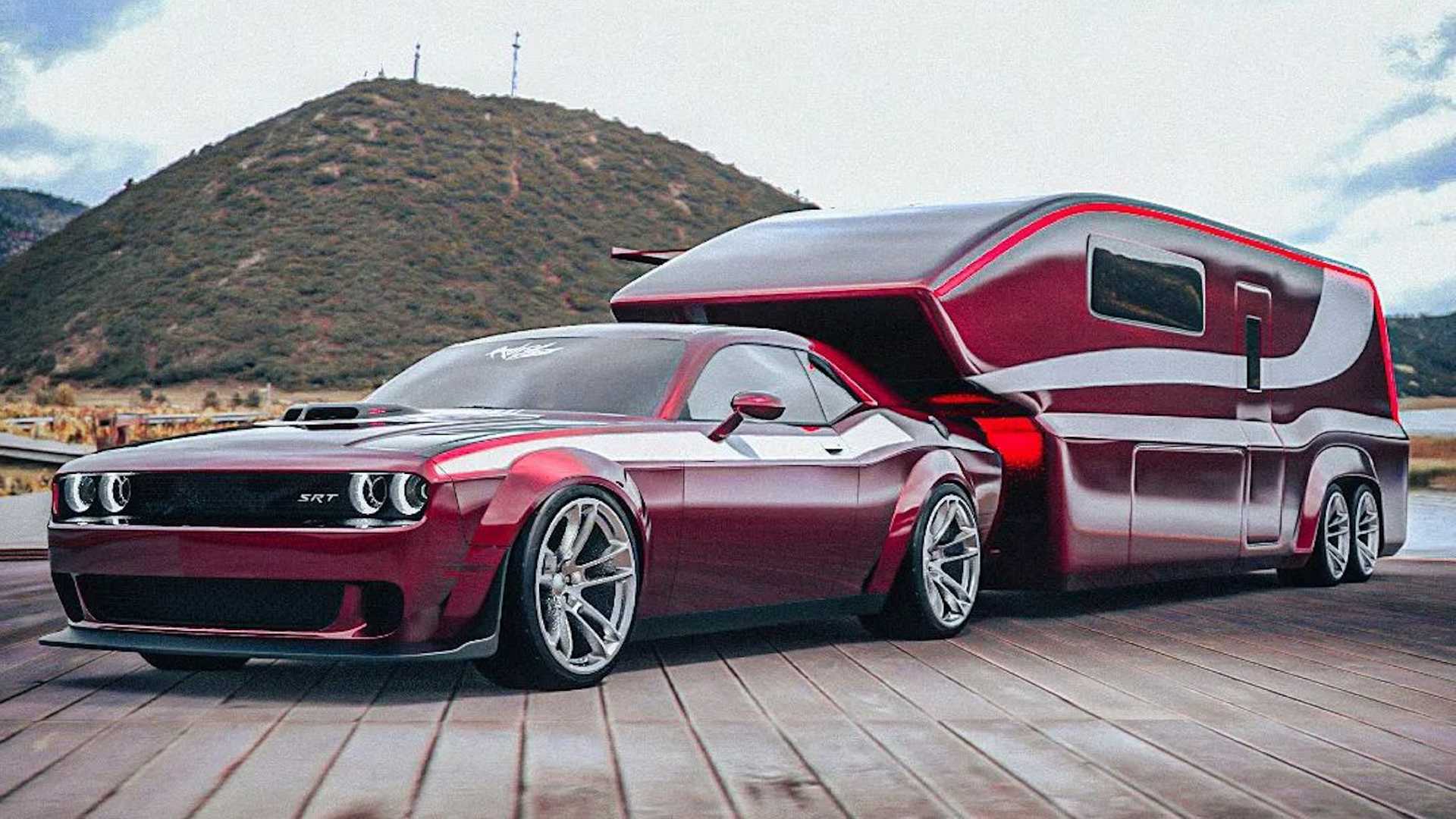 Dodge Challenger is ready to camp in style with the Sleek Travel Trailer