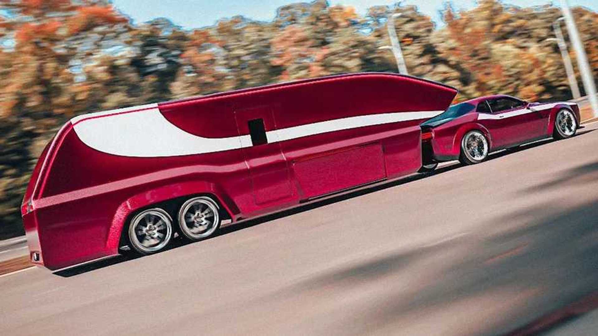 Dodge Challenger is ready to camp in style with the Sleek Travel Trailer