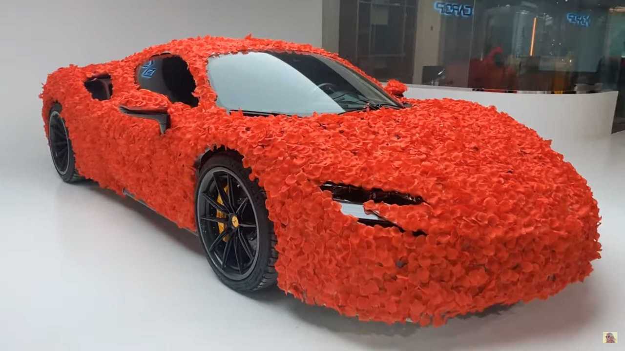 Ferrari SF90 is a Valentine's Day Supercar, covered in rose petals