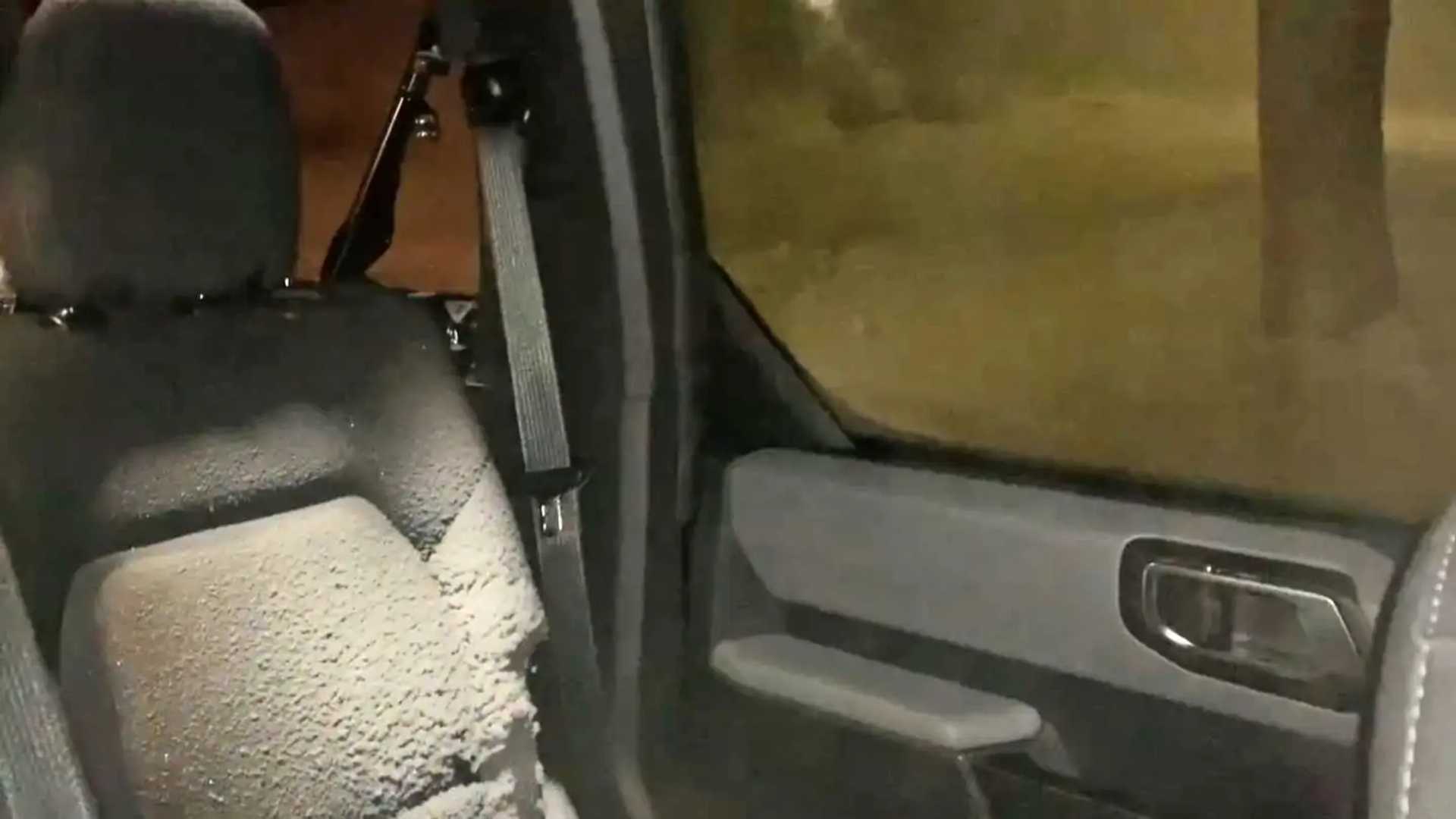 Another Ford Bronco gets a snowy interior after sitting outside in the storm