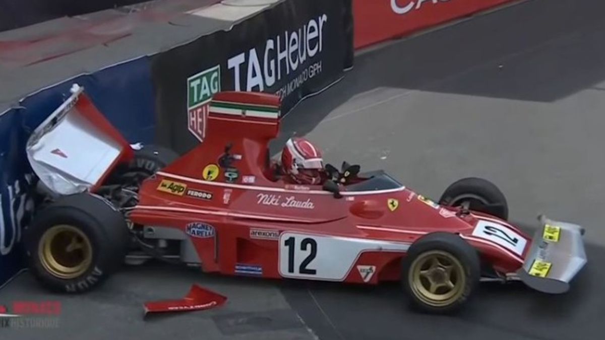 After a brake failure, Charles Leclerc crashes the Ferrari F1 car of Ex-Niki Lauda