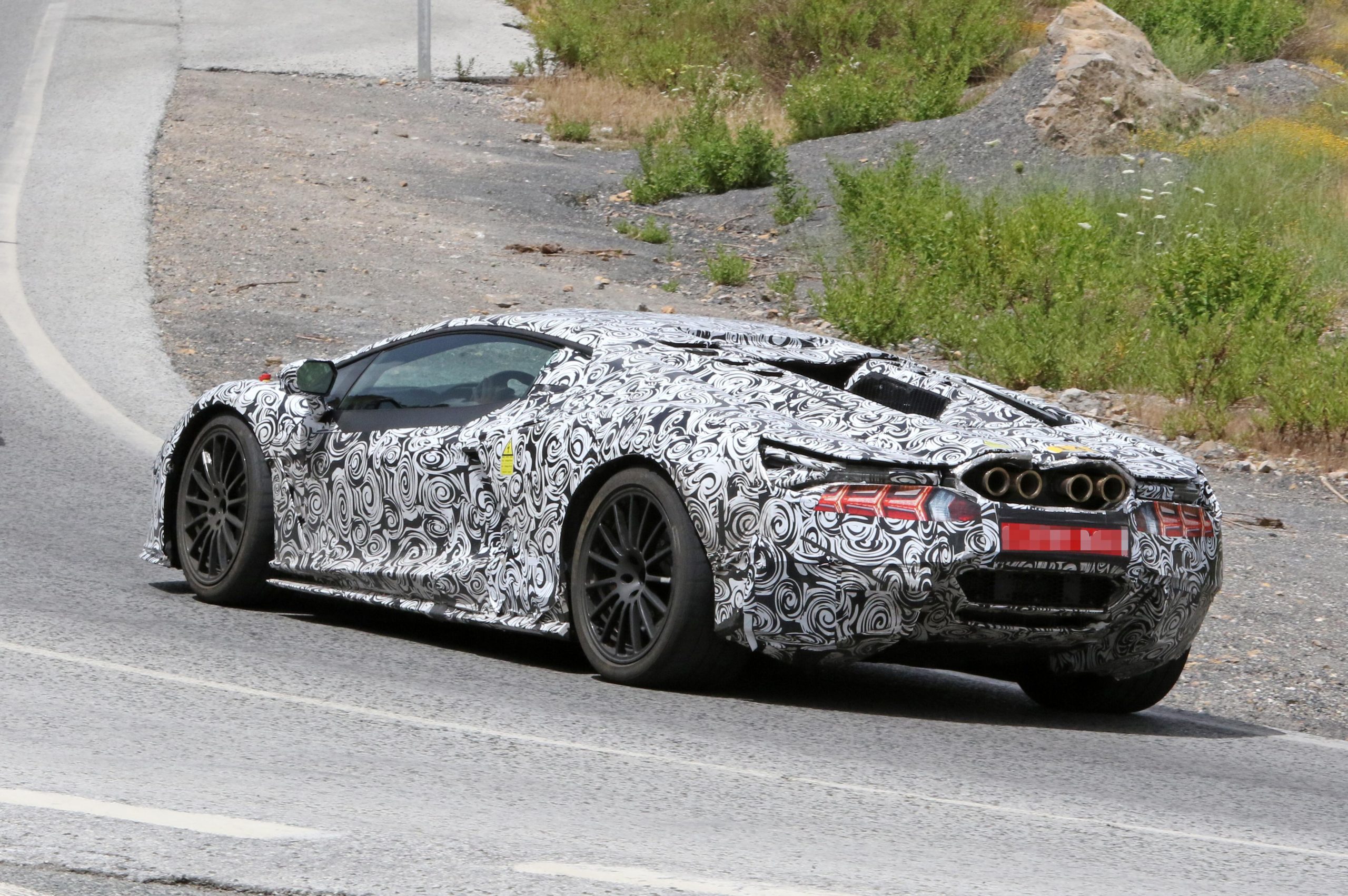 Lamborghini Aventador Successor Featured With Thinner Camo and Exposed Engine