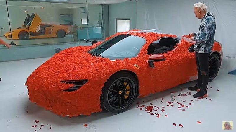 Ferrari SF90 is a Valentine's Day Supercar, covered in rose petals