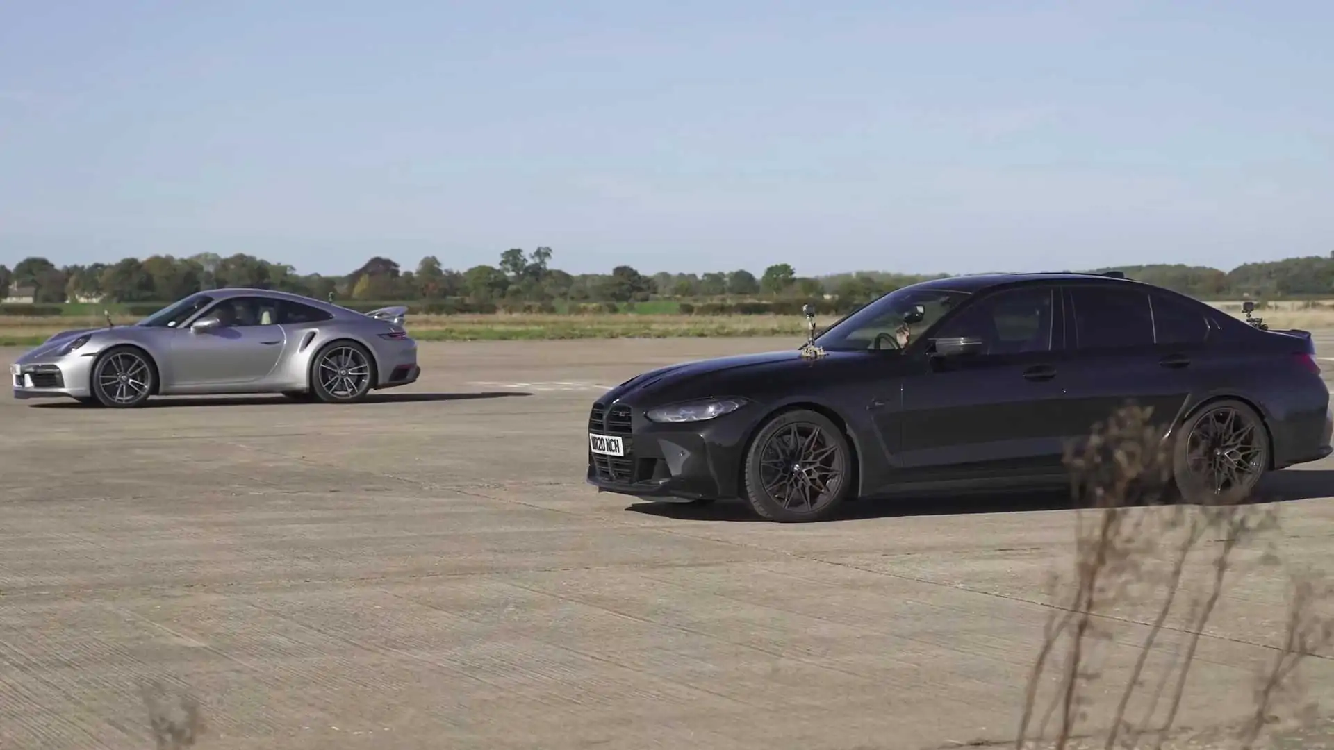 Tuned BMW M3 with 600 HP Drag Races Porsche 911 Turbo S