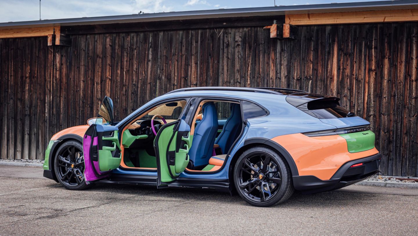 Porsche Taycan Cross Turismo is a Colorful Art Car by Sean Wotherspoon