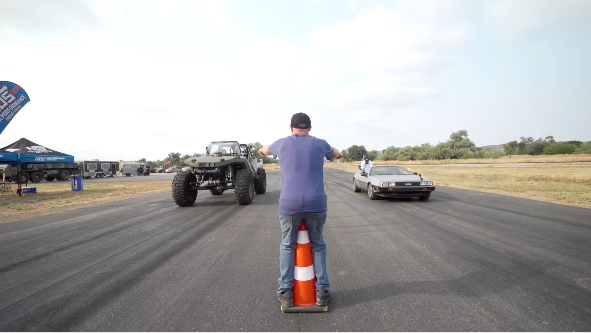 The Halo Warthog vs Twin-Turbo DeLorean is a Very Strange Drag Race