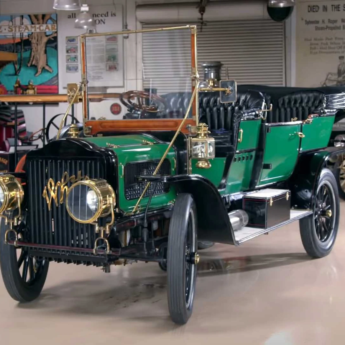 Jay Leno demonstrates how difficult it is to start a 1909 steam car