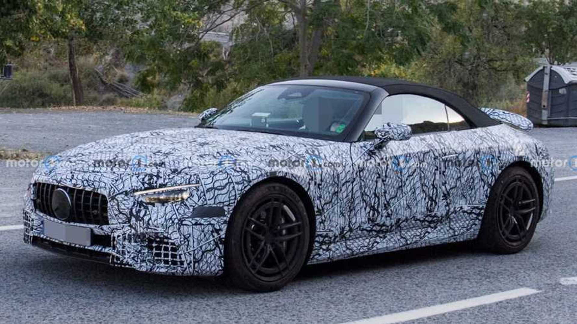 2022 Mercedes AMG SL Plug In Hybrid Spied with Charging Port Cap