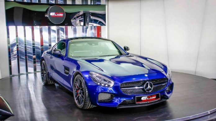 Dubai dealership displays blue Mercedes-AMG GT S 