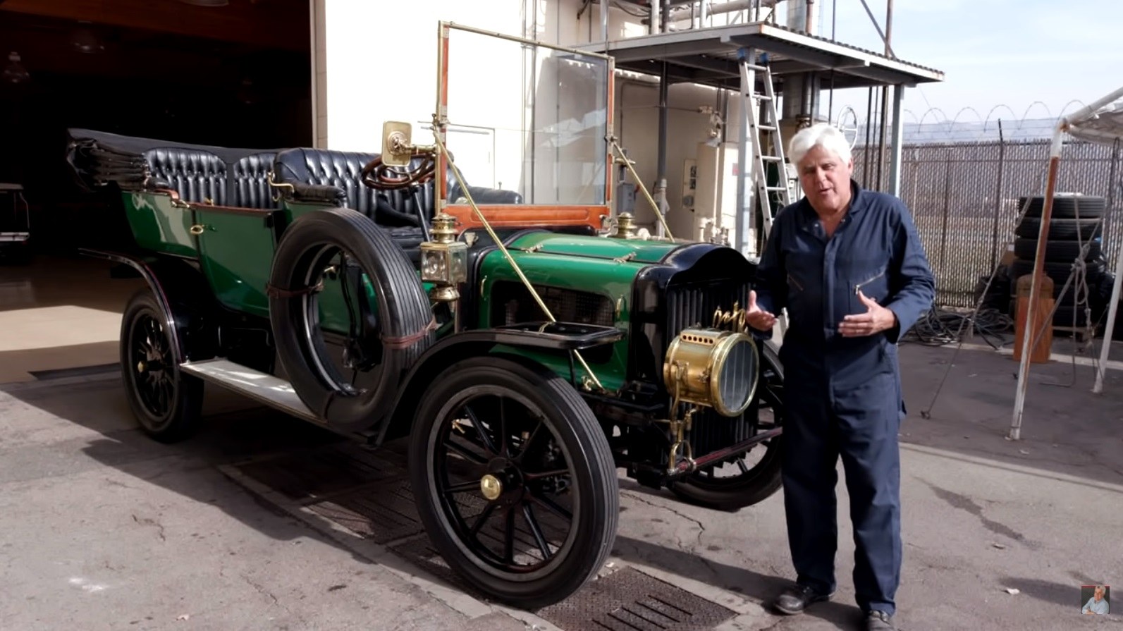 Jay Leno demonstrates how difficult it is to start a 1909 steam car