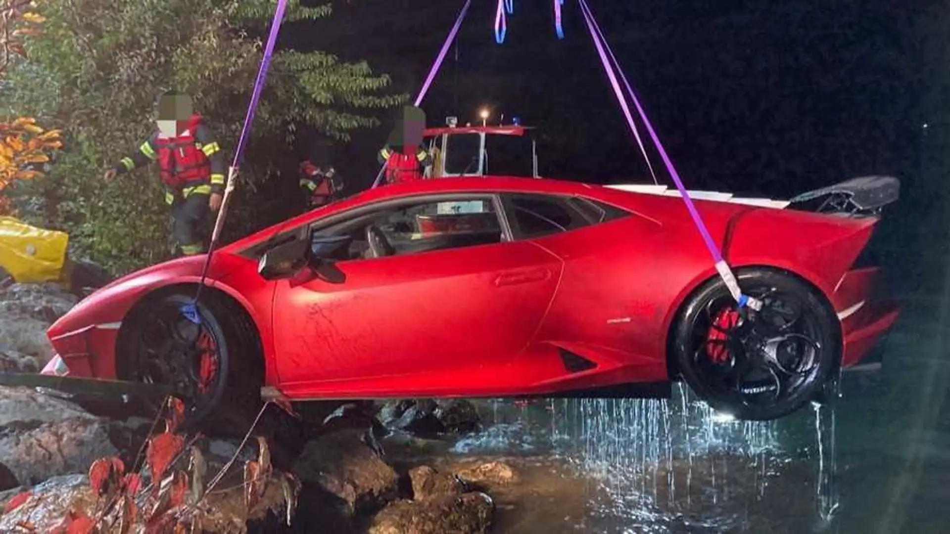 Lamborghini becomes a Submarine after Driver mixes Gas and Brake Pedals