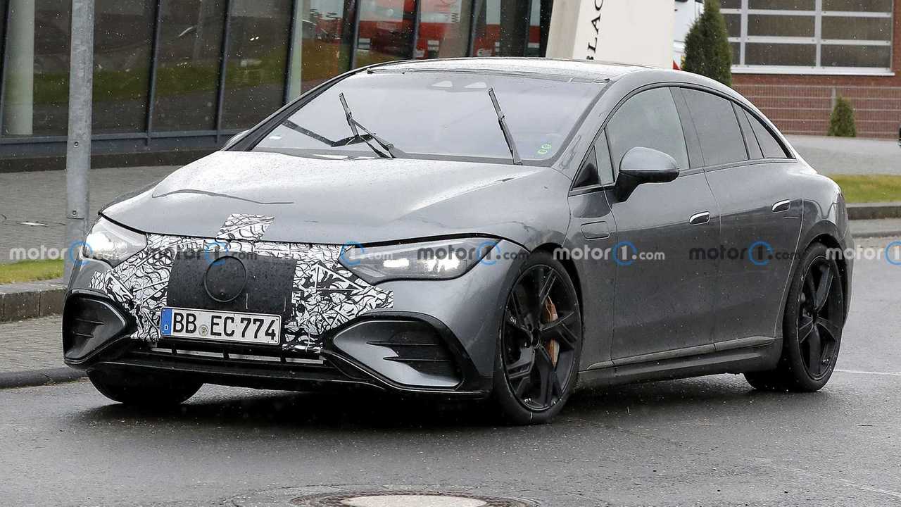 Mercedes-AMG EQE Spy photos Capture Sedan With Very Little Camouflage