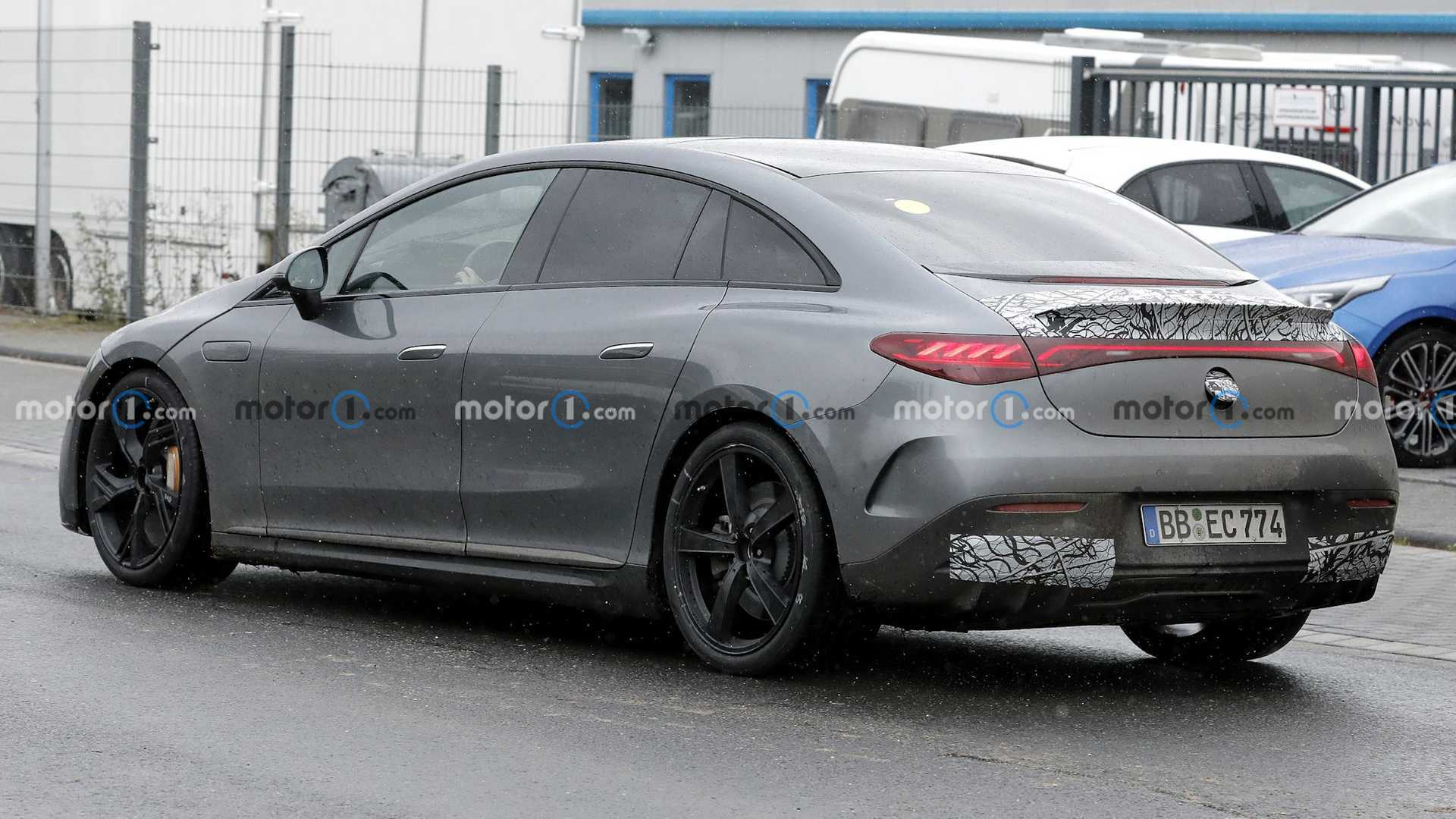 Mercedes-AMG EQE Spy photos Capture Sedan With Very Little Camouflage