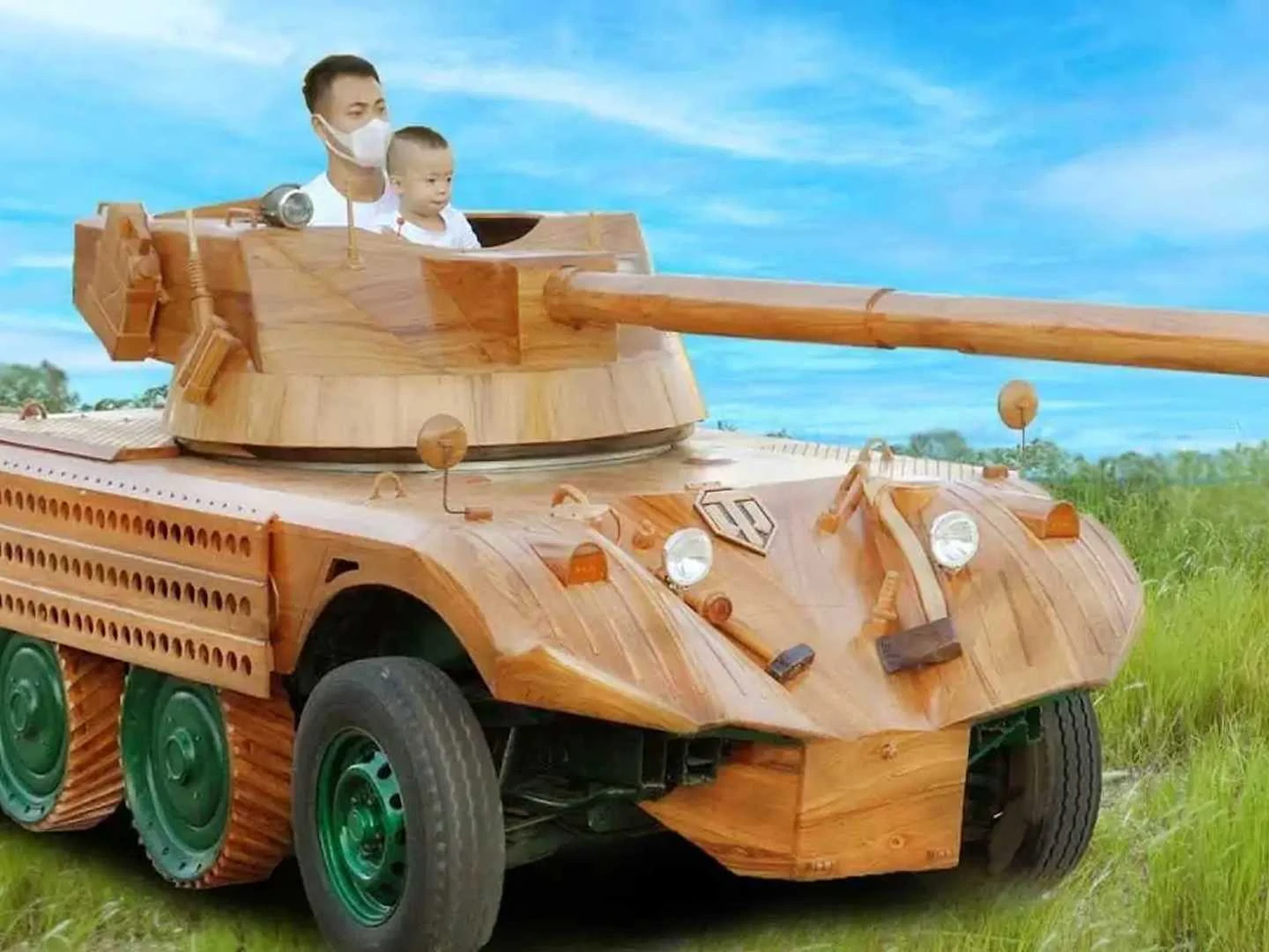 Old Mitsubishi Van Repurposed For Wooden 'Tank' Is Genius