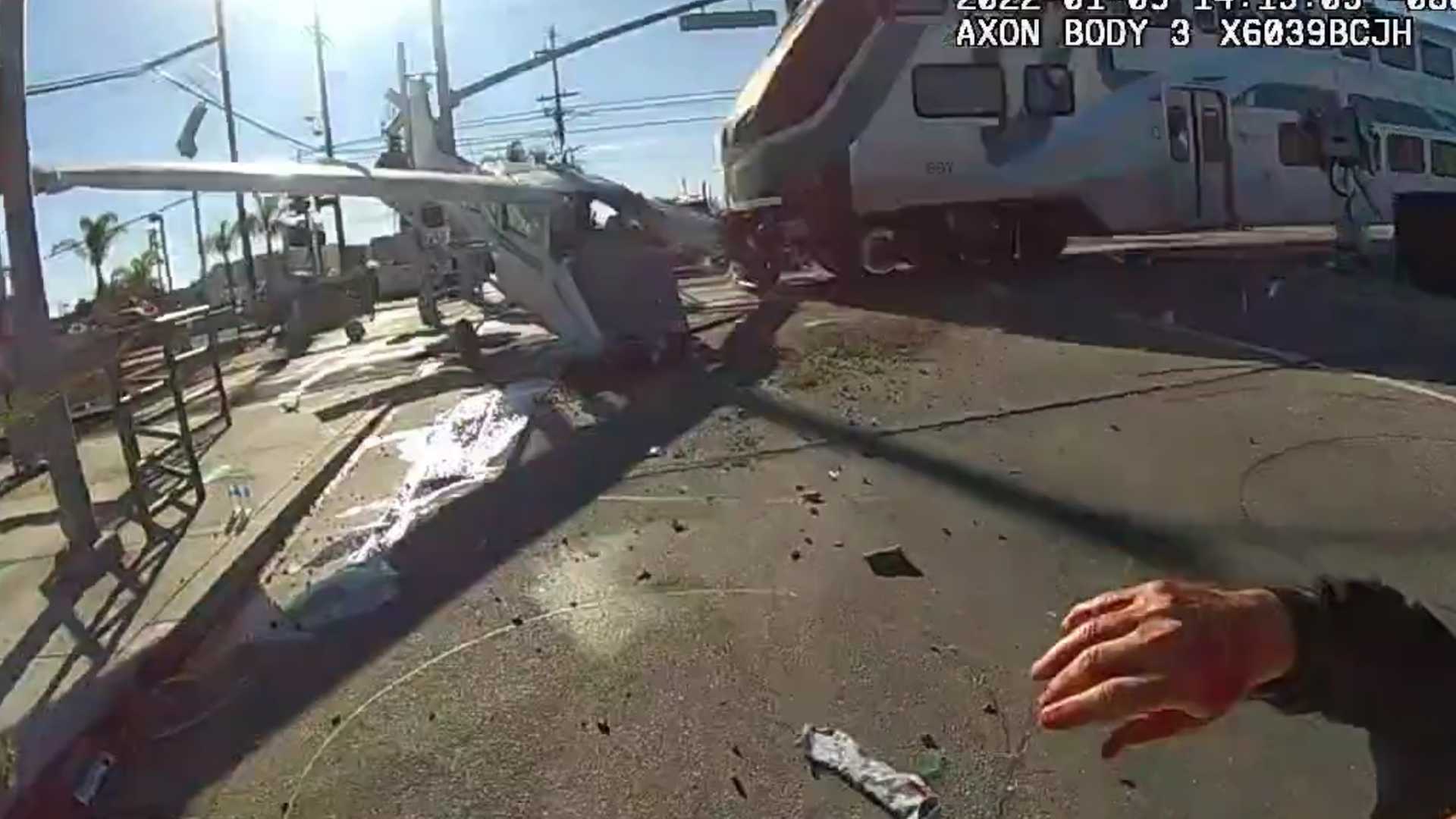 Man Saved From Plane Crash Seconds before Train Destroys It