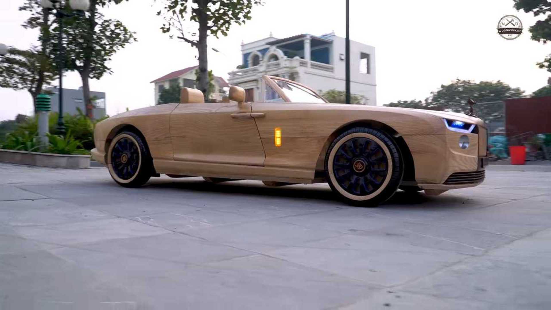 Dad Builds Son An Amazing Rolls-Royce Boat Tail Replica Out Of Wood