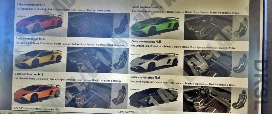 Lamborghini Aventador SuperVeloce brochure leak shows available colors