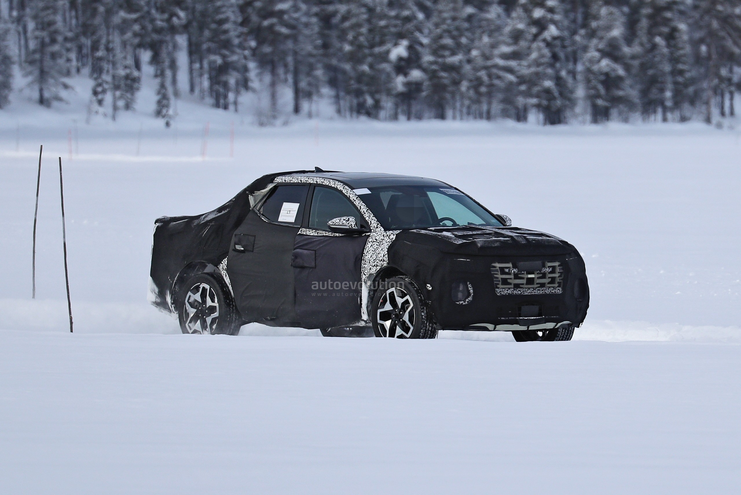 2022 Hyundai Santa Cruz Small Truck Spied Testing On Frozen Lake