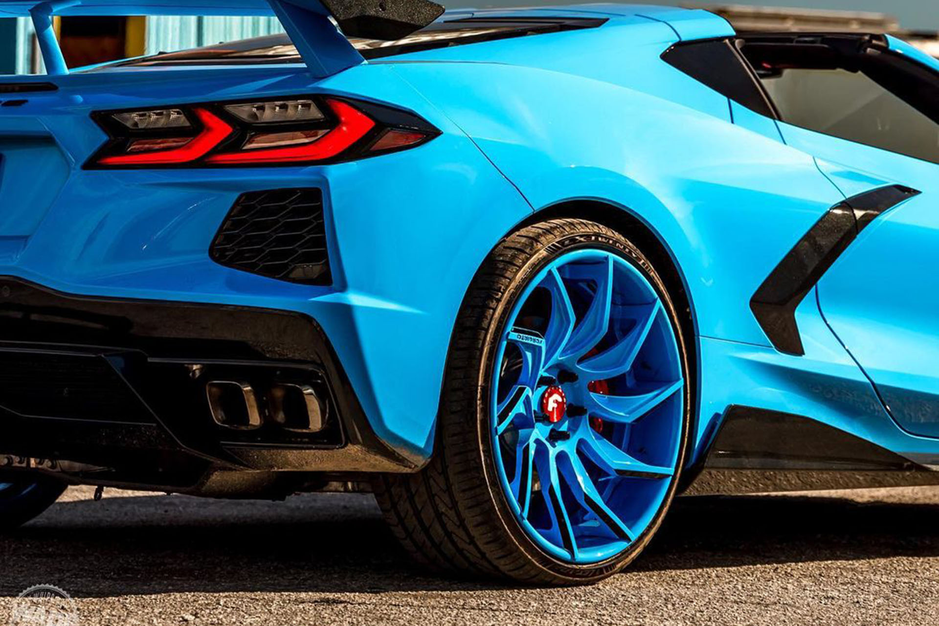 Metallic Teal Corvette C8 with Matching Forgiato wheels Is Very Blue