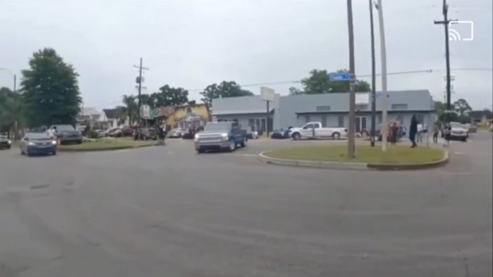 Chevy Silverado Driver Trys Drifting, But Immediately Crashes Into Curb