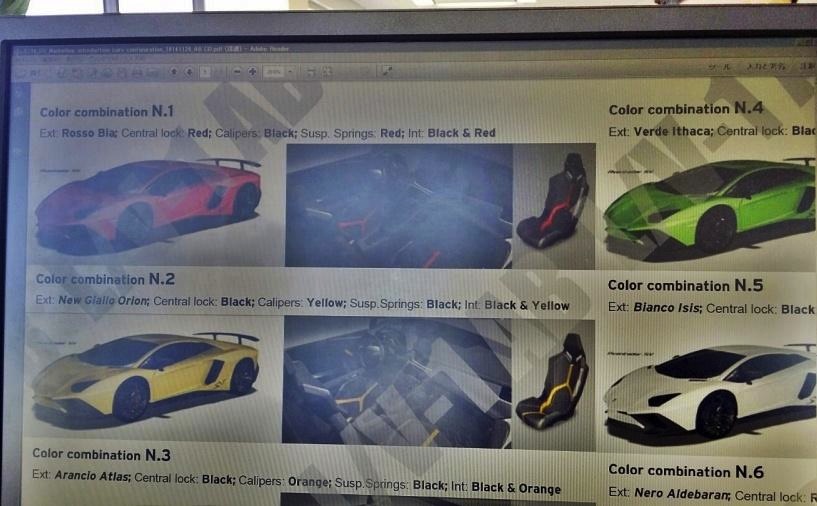 Lamborghini Aventador SuperVeloce brochure leak shows available colors