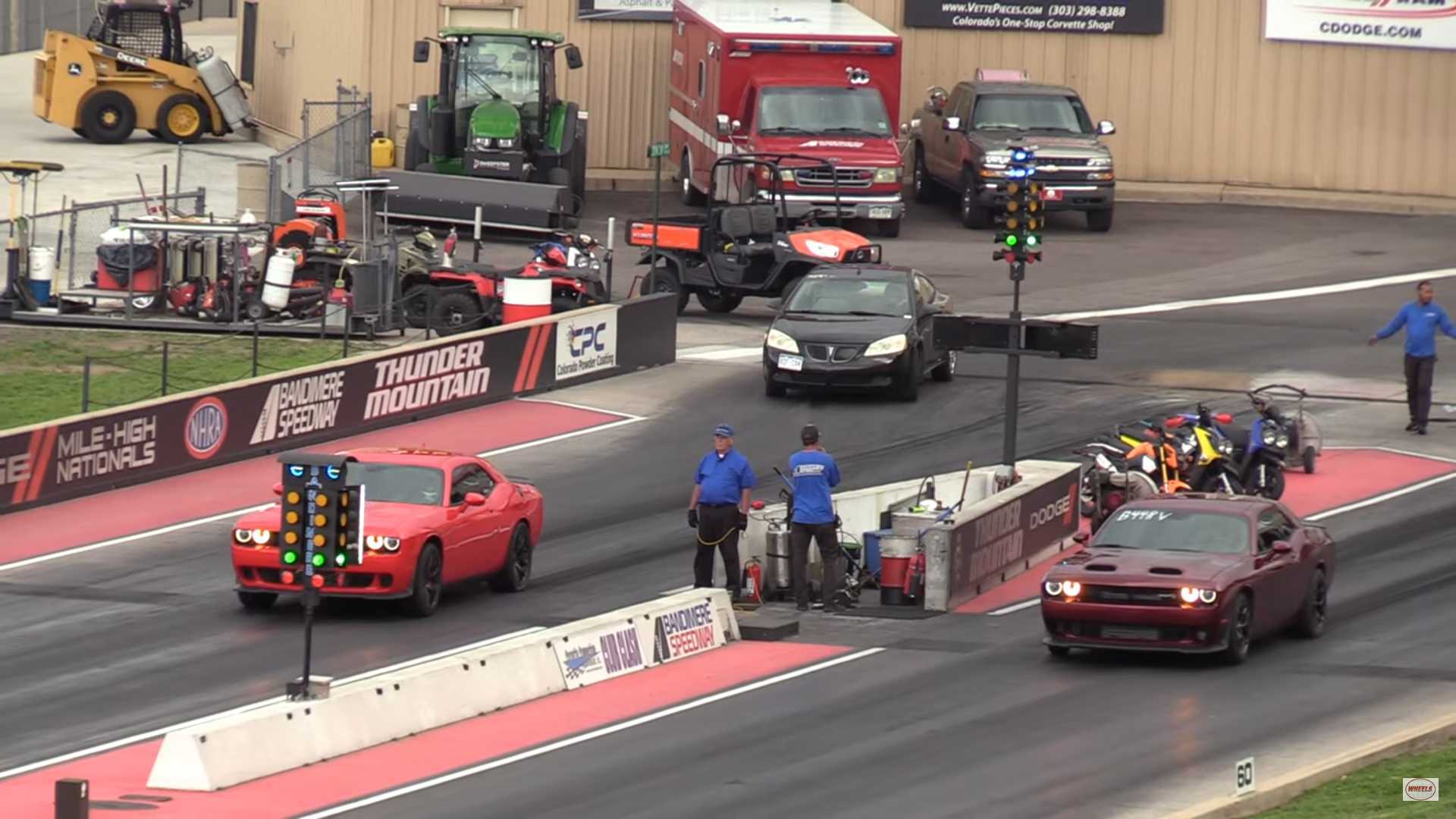 Family Dispute: Dodge Challenger Hellcat Drag Races Redeye Sibling