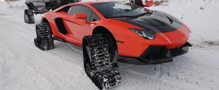 Lamborghini Aventador On Snow Tracks Blitzes Winter's Wonderland